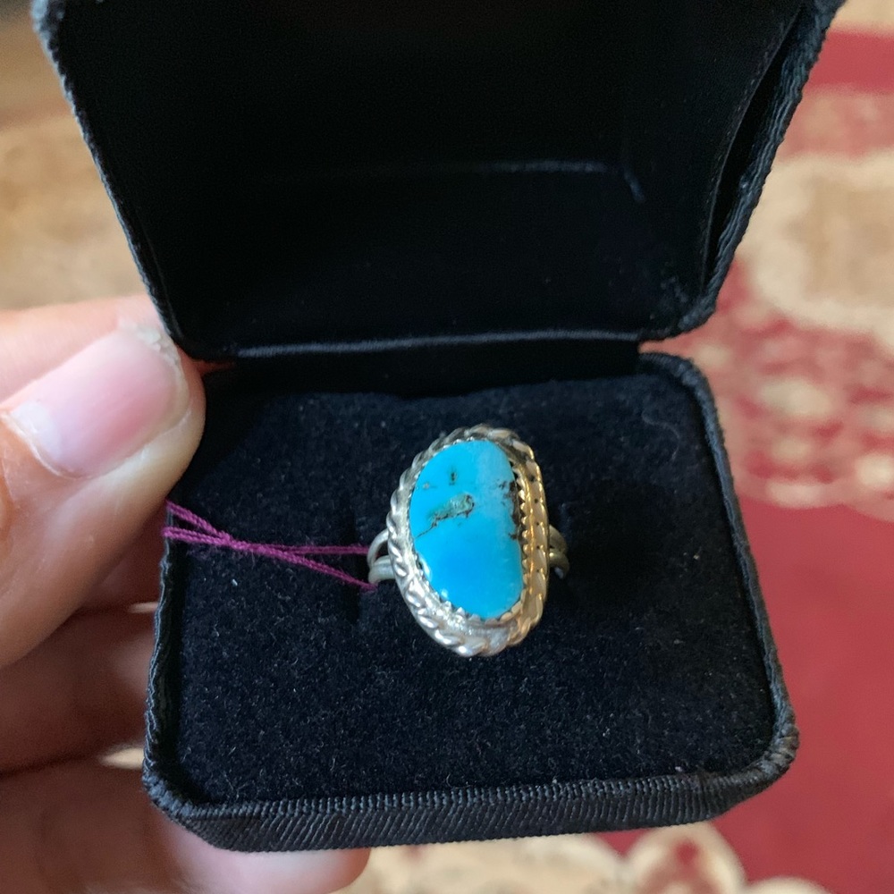 Sterling and blue diamond ring